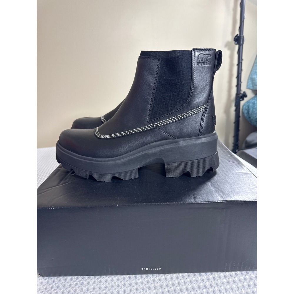 Sorel Chelsea Boots Women 11 Joan FRWD Black Waterproof Leather NIB